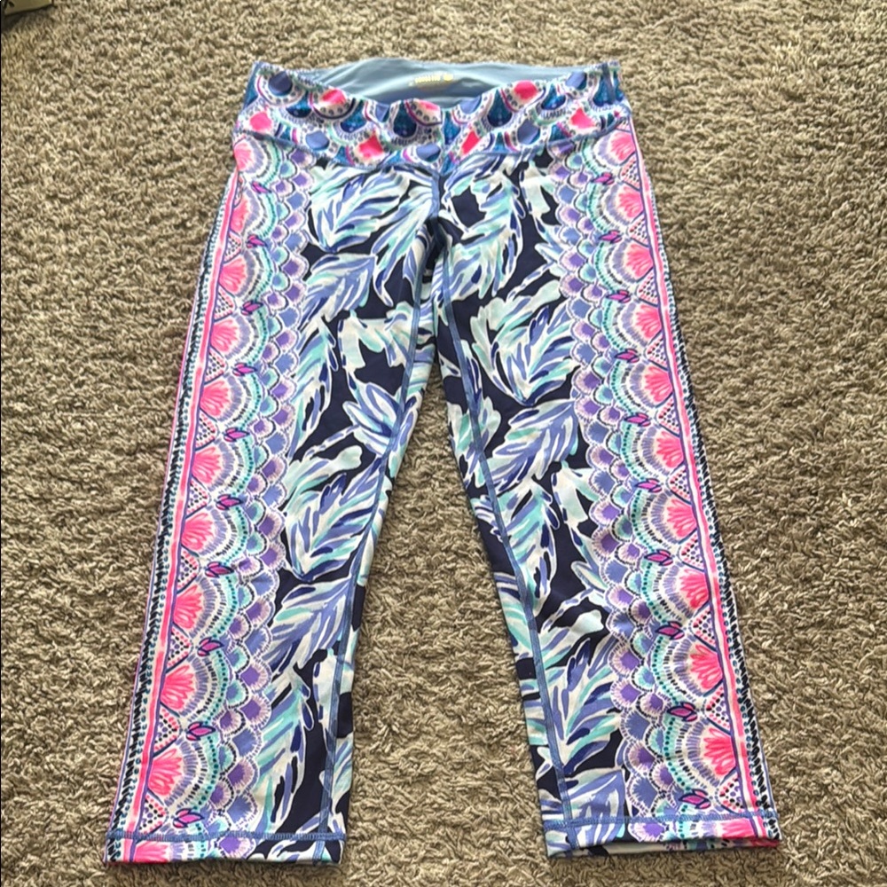 Lilly Pulitzer Pink and Blue Cropped Leggings
